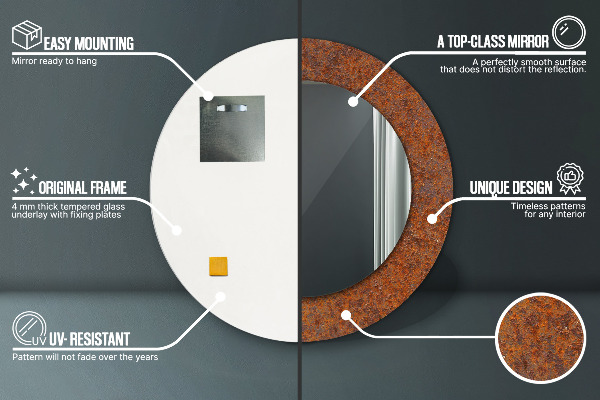 Kulaté dekorační zrcadlo Rezavý kov