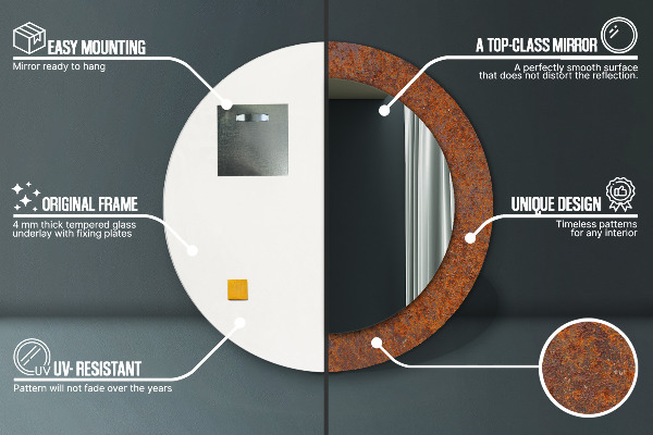 Kulaté dekorační zrcadlo Rezavý kov