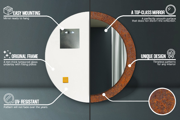 Kulaté dekorační zrcadlo Rezavý kov