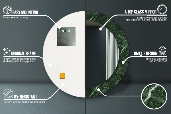 Kulaté dekorační zrcadlo Zelený mramor