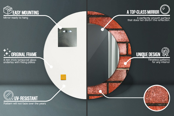 Kulaté zrcadlo s potiskem červená cihla