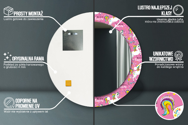 Kulaté zrcadlo s potiskem Magic Unicorn