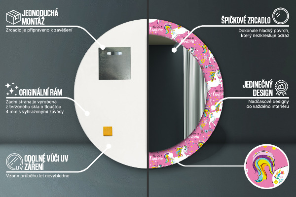 Kulaté zrcadlo s potiskem Magic Unicorn