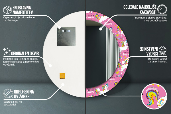 Kulaté zrcadlo s potiskem Magic Unicorn