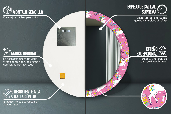 Kulaté zrcadlo s potiskem Magic Unicorn