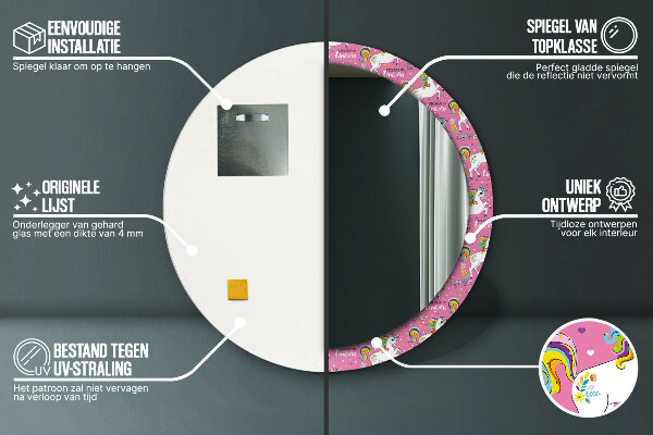 Kulaté zrcadlo s potiskem Magic Unicorn