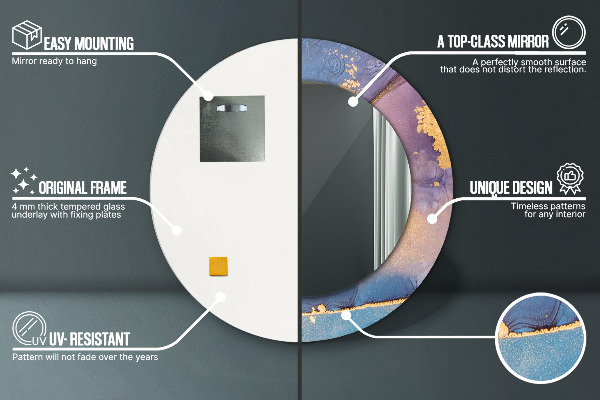 Kulaté dekorační zrcadlo na zeď Mramorový kámen