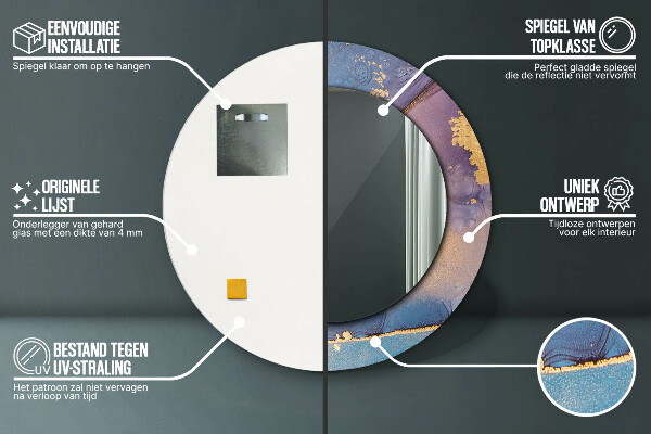 Kulaté dekorační zrcadlo na zeď Mramorový kámen