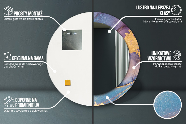 Kulaté dekorační zrcadlo na zeď Mramorový kámen