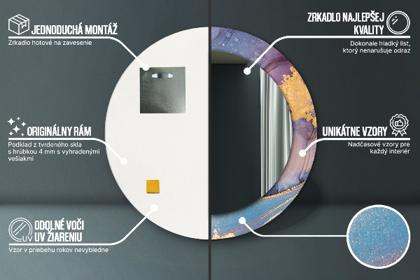 Kulaté dekorační zrcadlo na zeď Mramorový kámen