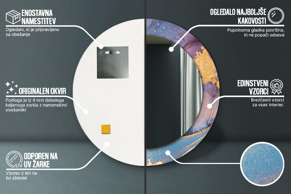 Kulaté dekorační zrcadlo na zeď Mramorový kámen