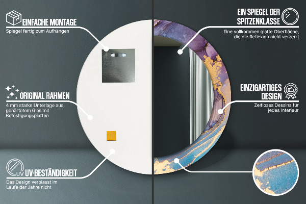 Kulaté dekorační zrcadlo na zeď Mramorový kámen