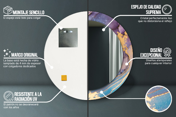 Kulaté dekorační zrcadlo na zeď Mramorový kámen