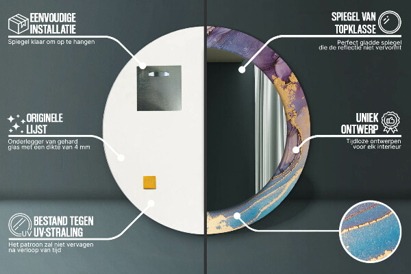 Kulaté dekorační zrcadlo na zeď Mramorový kámen