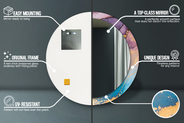 Kulaté dekorační zrcadlo na zeď Mramorový kámen