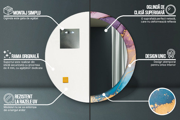 Kulaté dekorační zrcadlo na zeď Mramorový kámen