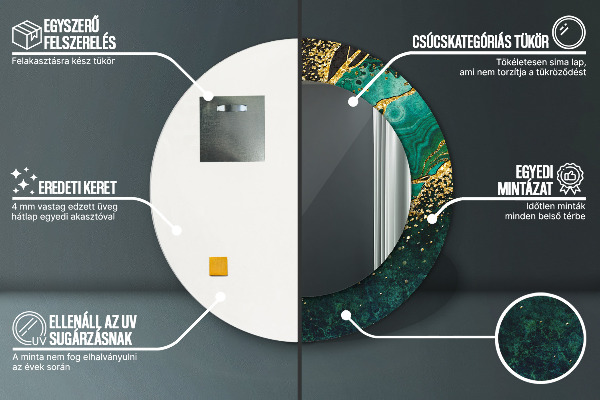 Kulaté dekorační zrcadlo na zeď Mramorová zelená