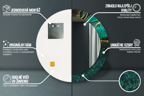 Kulaté dekorační zrcadlo na zeď Mramorová zelená