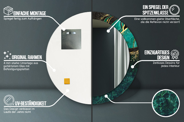 Kulaté dekorační zrcadlo na zeď Mramorová zelená