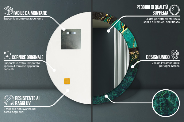 Kulaté dekorační zrcadlo na zeď Mramorová zelená