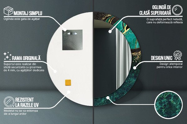 Kulaté dekorační zrcadlo na zeď Mramorová zelená