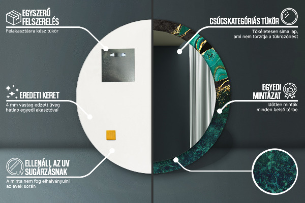 Kulaté dekorační zrcadlo na zeď Mramorová zelená