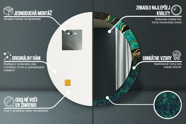 Kulaté dekorační zrcadlo na zeď Mramorová zelená