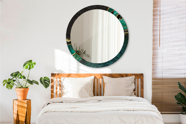 Kulaté dekorační zrcadlo na zeď Mramorová zelená
