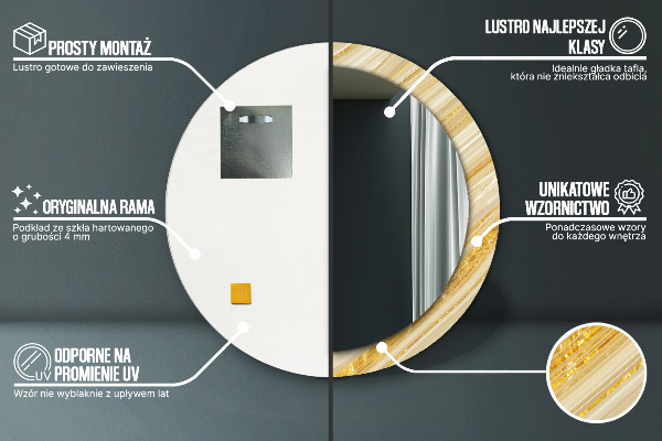 Kulaté dekorační zrcadlo na zeď Zlatý abstrakt