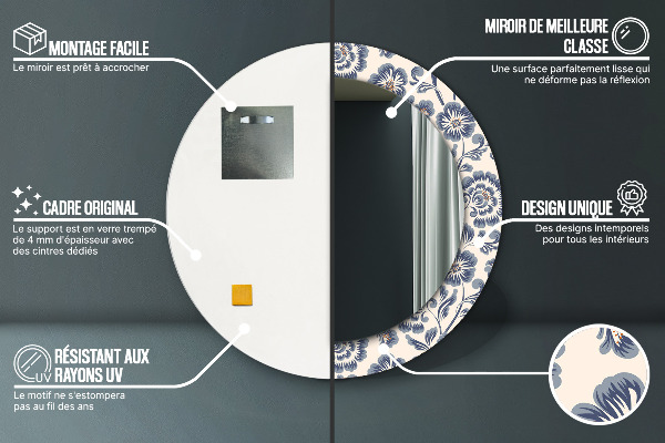 Kulaté dekorační zrcadlo na zeď Květinový vzor