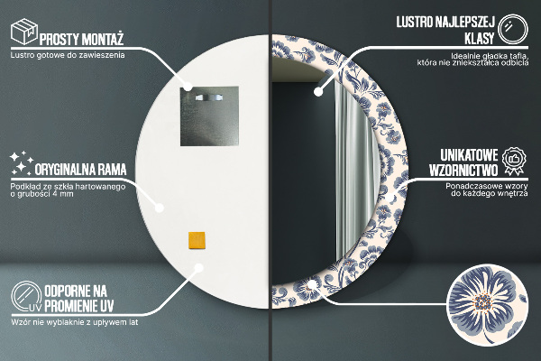 Kulaté dekorační zrcadlo na zeď Květinový vzor