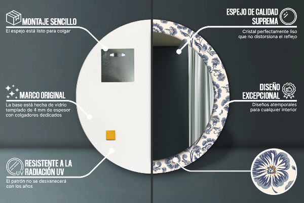 Kulaté dekorační zrcadlo na zeď Květinový vzor