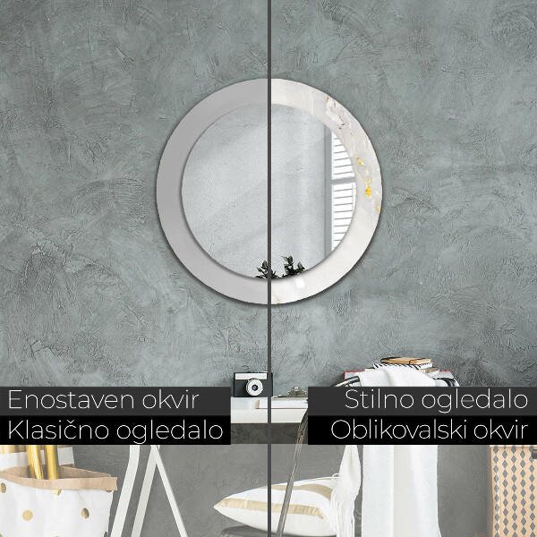 Kulaté zrcadlo rám s potiskem Lesklý mramor