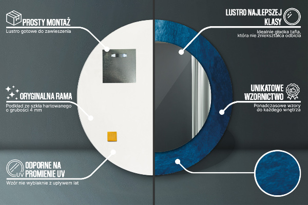 Kulaté zrcadlo rám s potiskem Abstraktní umění