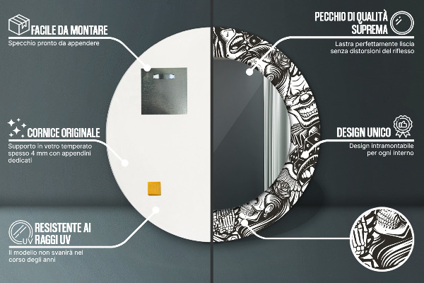 Kulaté zrcadlo rám s potiskem Abstraktní tekutina