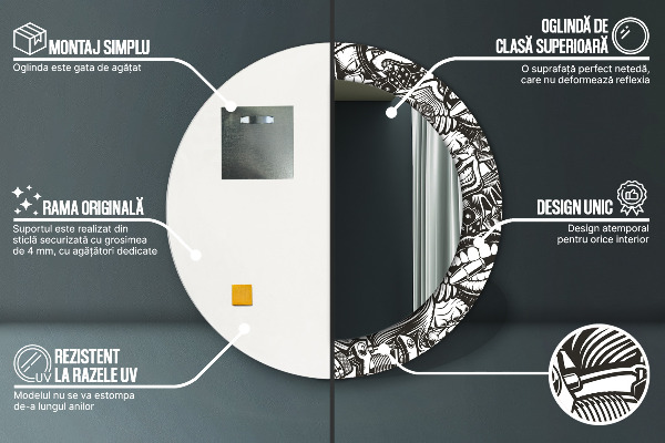 Kulaté zrcadlo rám s potiskem Abstraktní tekutina