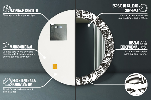 Kulaté zrcadlo rám s potiskem Abstraktní tekutina