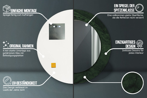 Kulaté zrcadlo rám s potiskem Zelený mramor