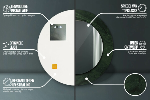 Kulaté zrcadlo rám s potiskem Zelený mramor