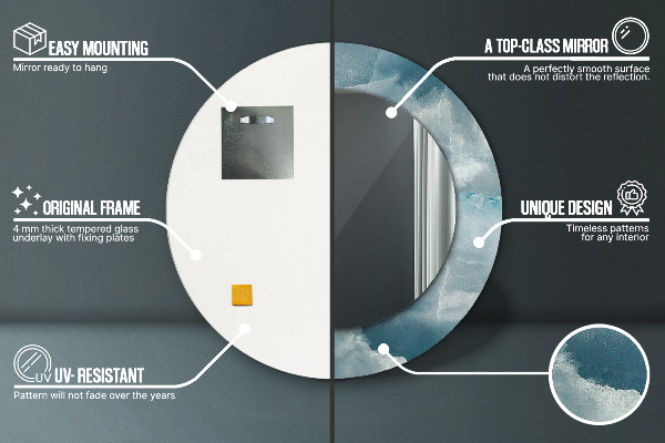 Kulaté zrcadlo rám s potiskem Modrý onyx mramor