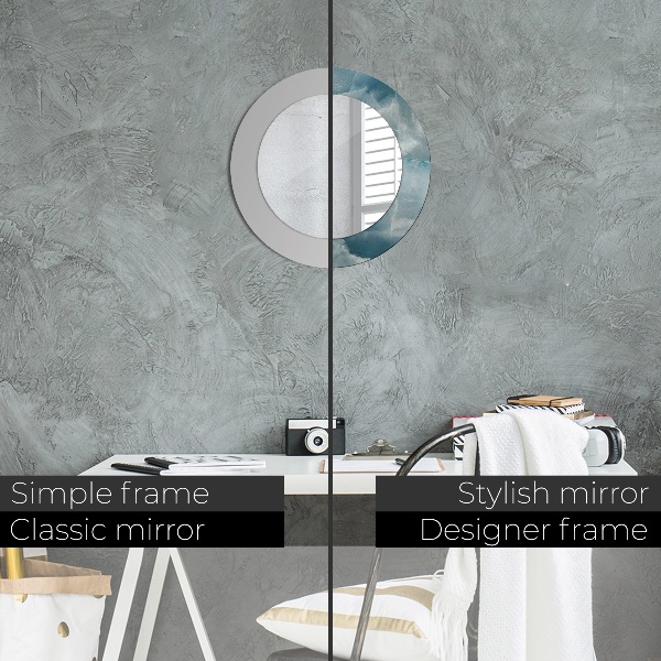 Kulaté zrcadlo rám s potiskem Modrý onyx mramor