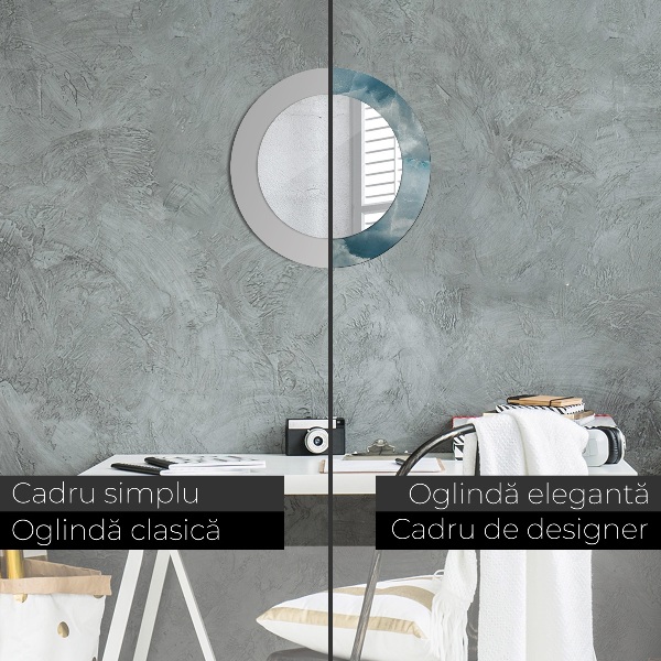 Kulaté zrcadlo rám s potiskem Modrý onyx mramor