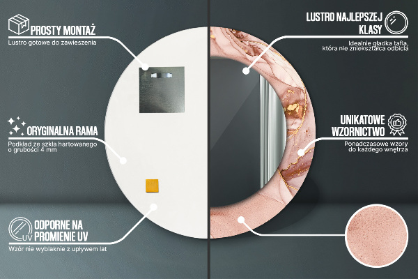 Kulaté zrcadlo rám s potiskem Abstraktní tekutina