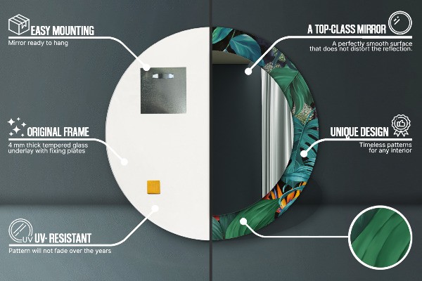 Kulaté zrcadlo rám s potiskem Les v džungli