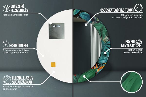 Kulaté zrcadlo rám s potiskem Les v džungli