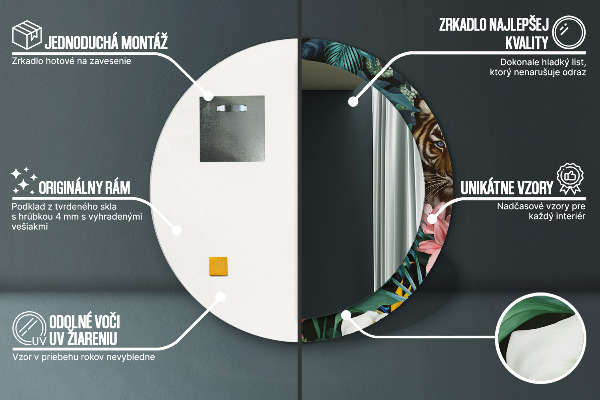 Kulaté zrcadlo rám s potiskem Les v džungli