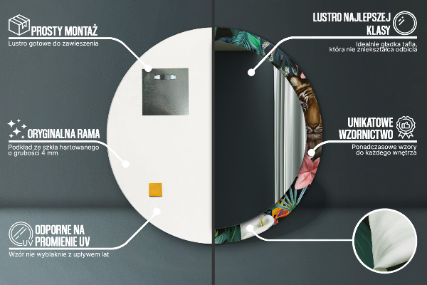 Kulaté zrcadlo rám s potiskem Les v džungli