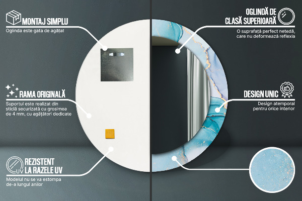 Kulaté zrcadlo rám s potiskem Abstraktní tekutina