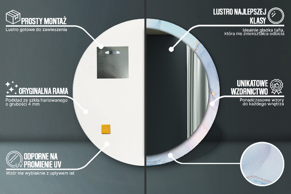 Kulaté zrcadlo rám s potiskem Abstraktní tekutina
