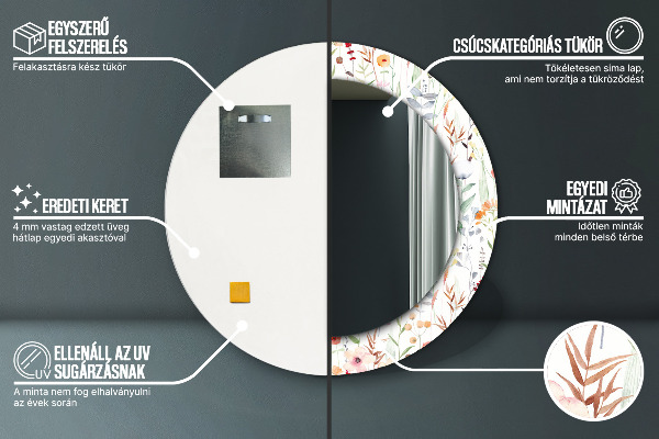 Kulaté dekorační zrcadlo na zeď Divoké květiny